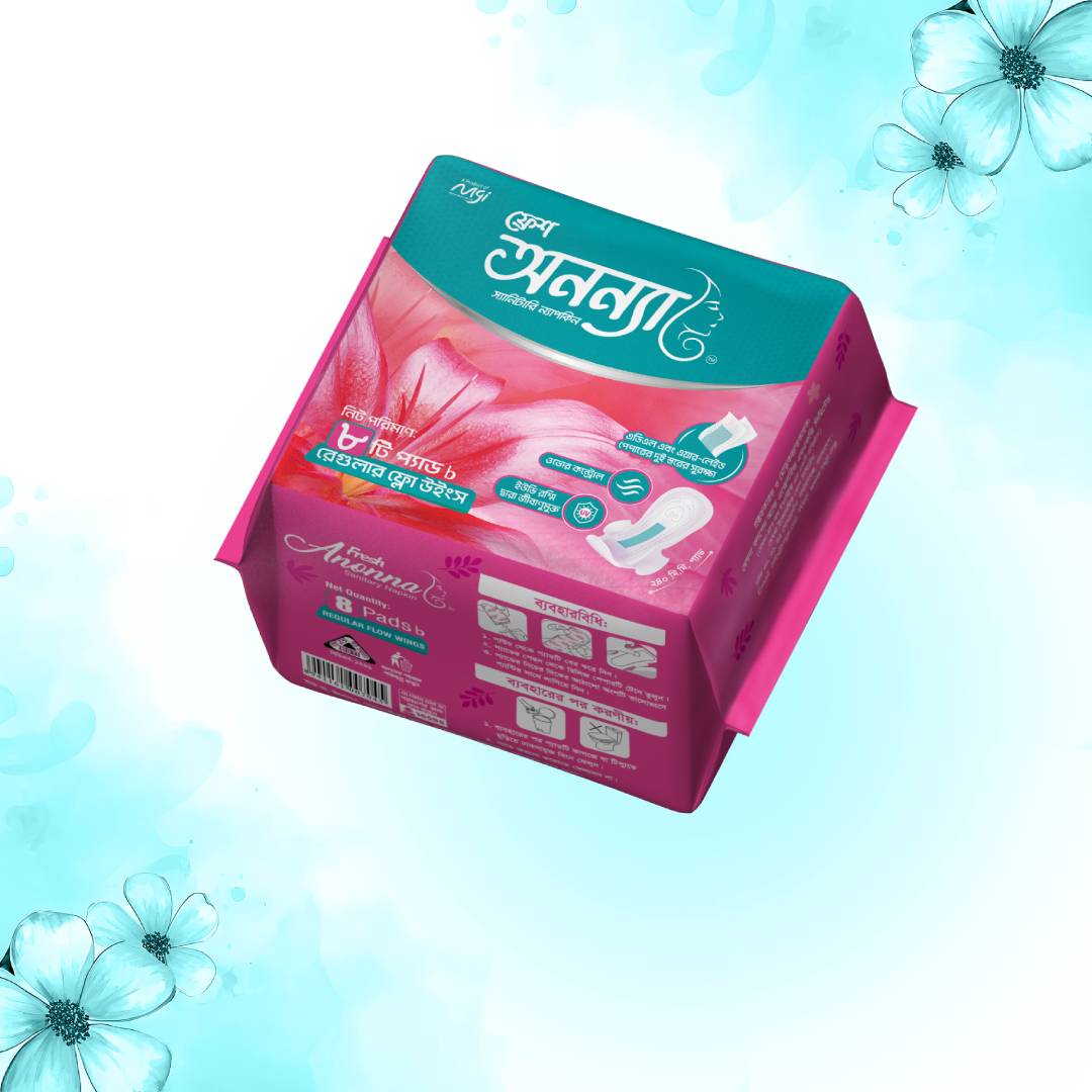 Fresh Anonna Regular Flow Wings Sanitary Napkin 240 MM 8 pcs thumbnail 2
